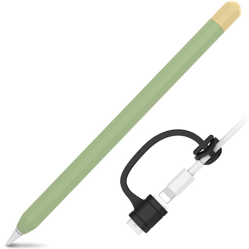 AhaStyle Duotone Case for Apple Pencil 1st Gen, Silicone Sleeve Cover with Cable Adapter Tether Kit Compatible with Apple Pencil 1st Generation(Avocado Green) - Image 1